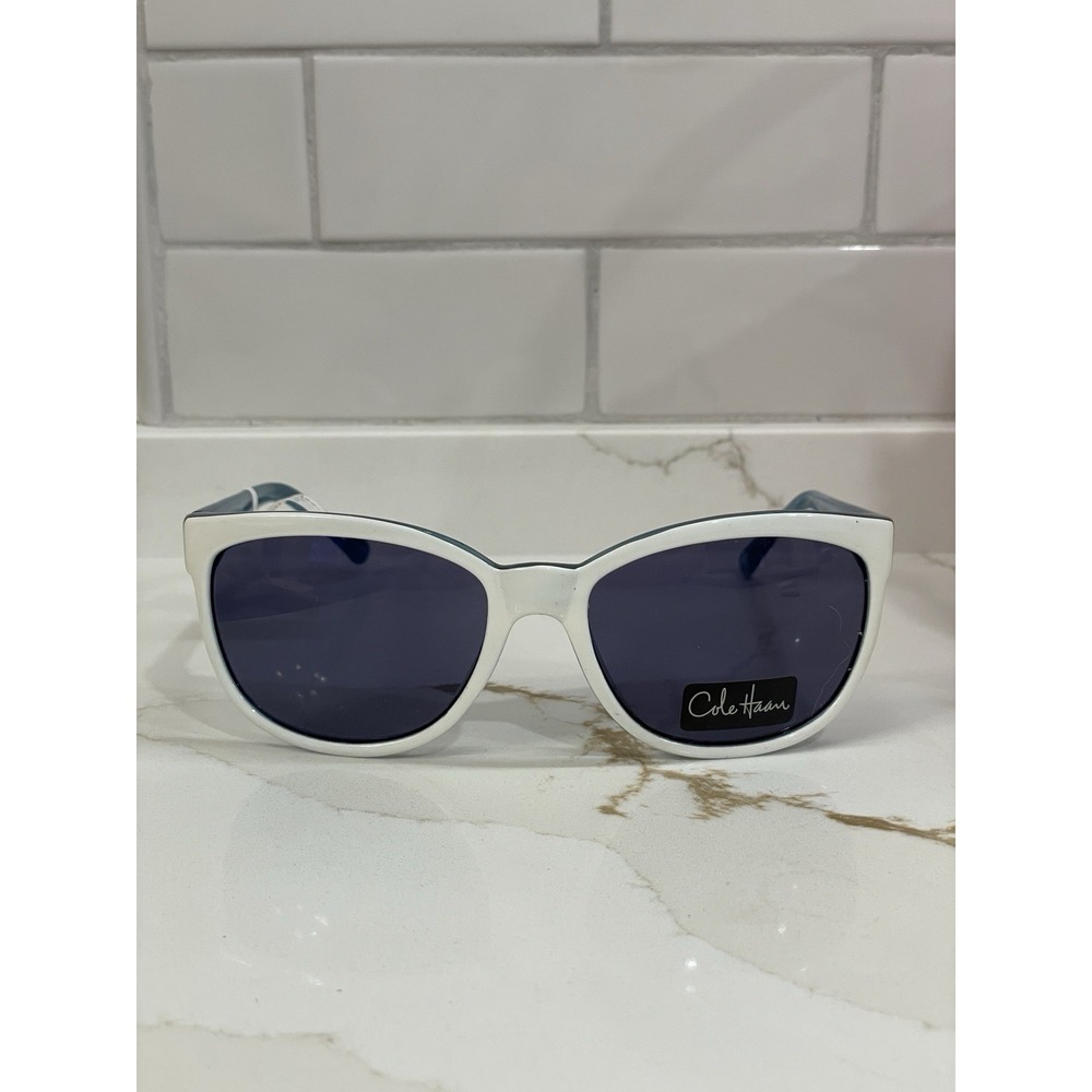 Cole Haan Sunglasses Round White Blue C6046 82 Classic Retro 57-19-140 New